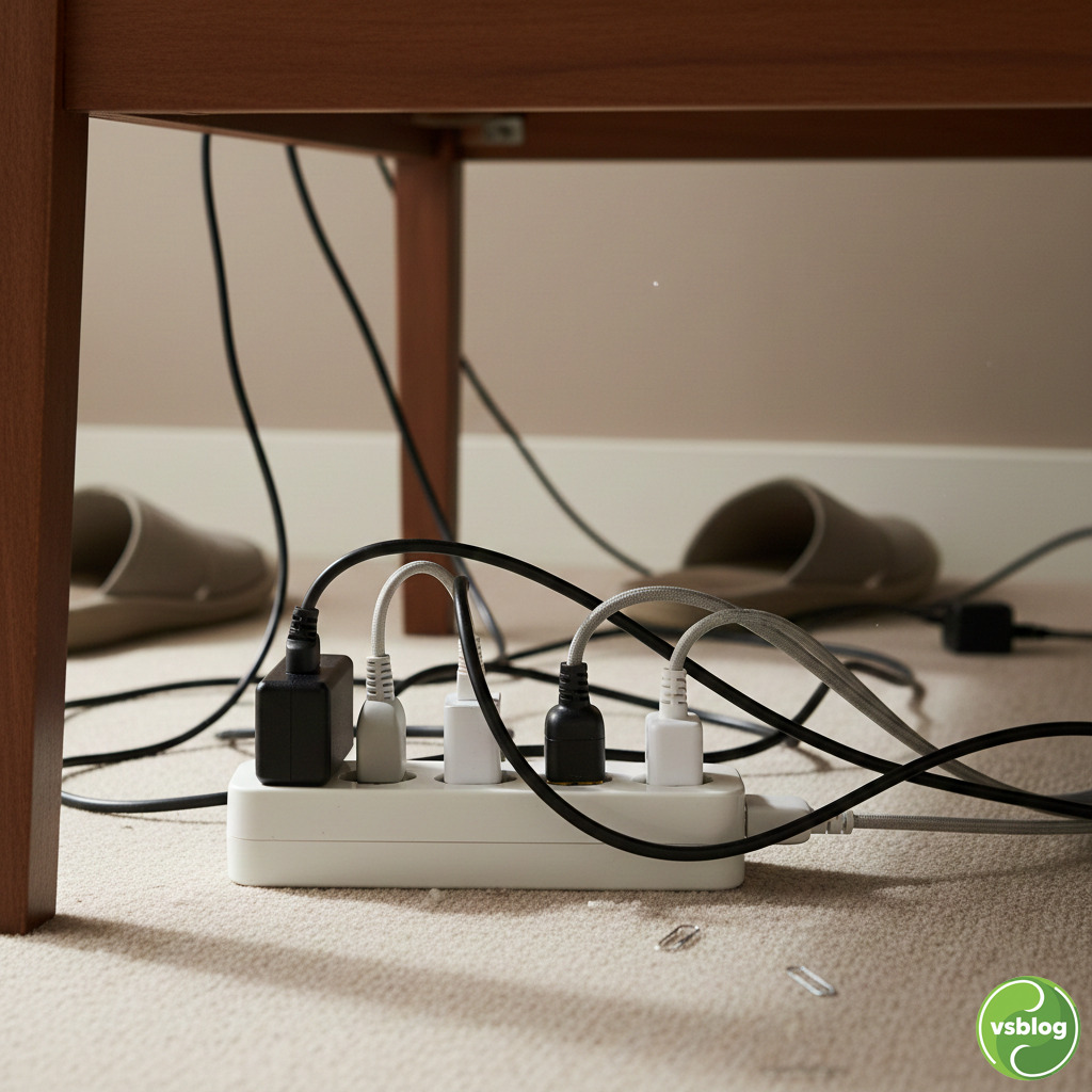 책상 밑 전선 뭉치, 은근히 스트레스될 때 생각나는 버튼형 전선 정리박스