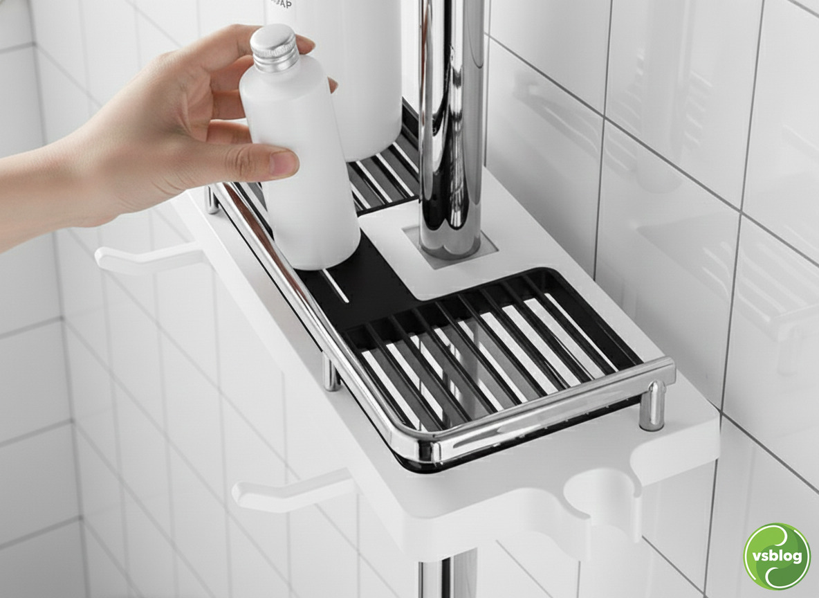 샤워하는데 샴푸가 멀리 있을 생각나는 무타공 샤워기 욕실선반